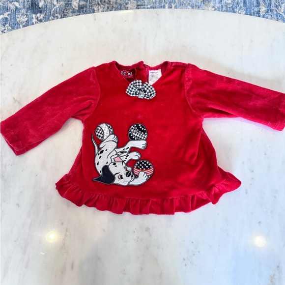 Disney Other - Vintage Disney 101 Dalmatians Girls Ruffle Long Sleeve Sweater Top Girls 12M
